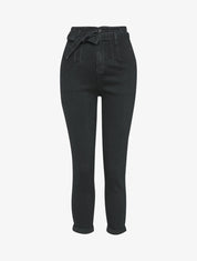 Jean mom à taille empire stylisée - Noir - 4