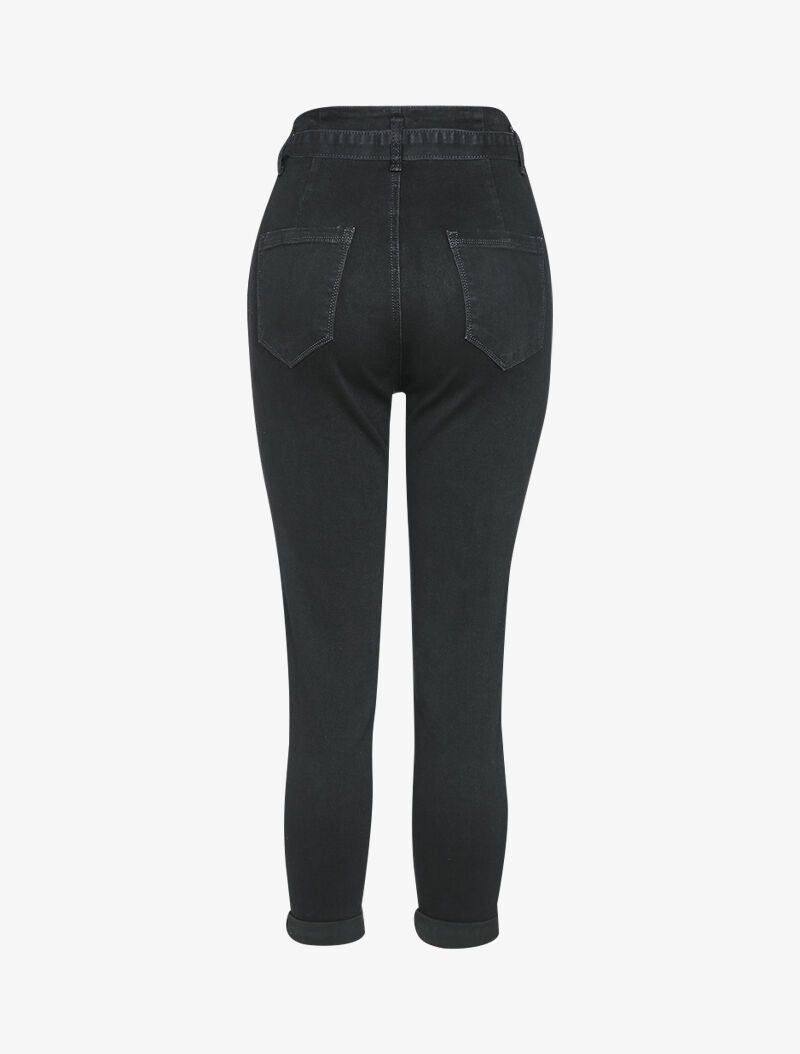 Jean mom à taille empire stylisée - Noir - 2