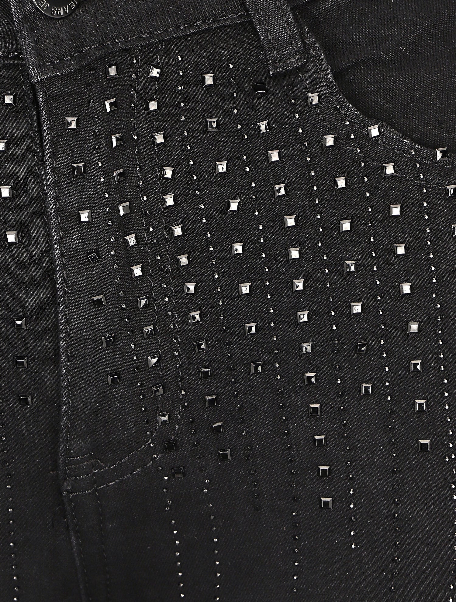 Jean skinny taille haute à strass - Noir - 3