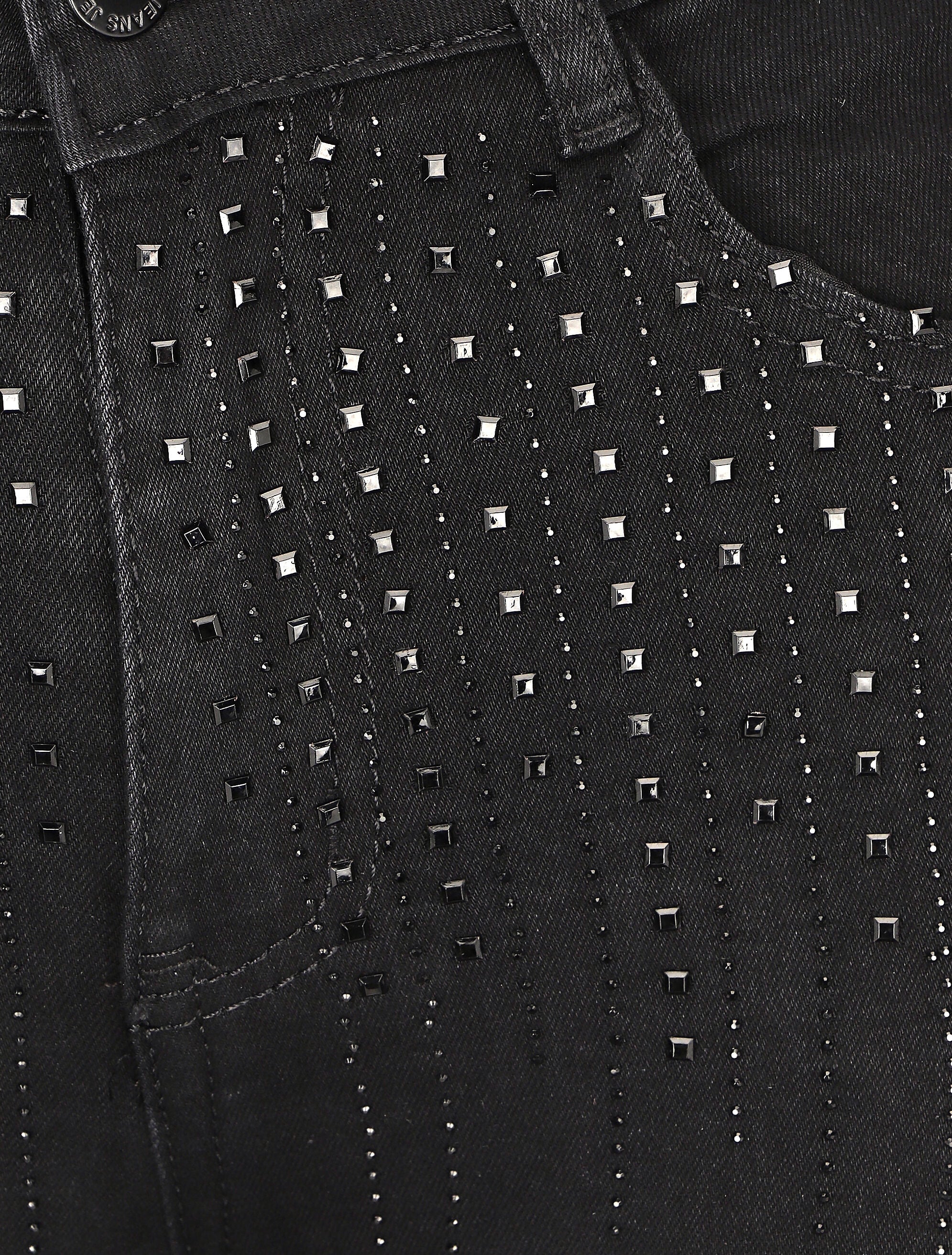 Jean skinny taille haute à strass - Noir - 3