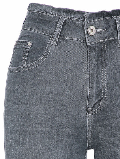 Jean taille haute froncée coupe skinny - Gris foncé - 3