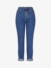 Jean mom fit à revers - Bleu - 1