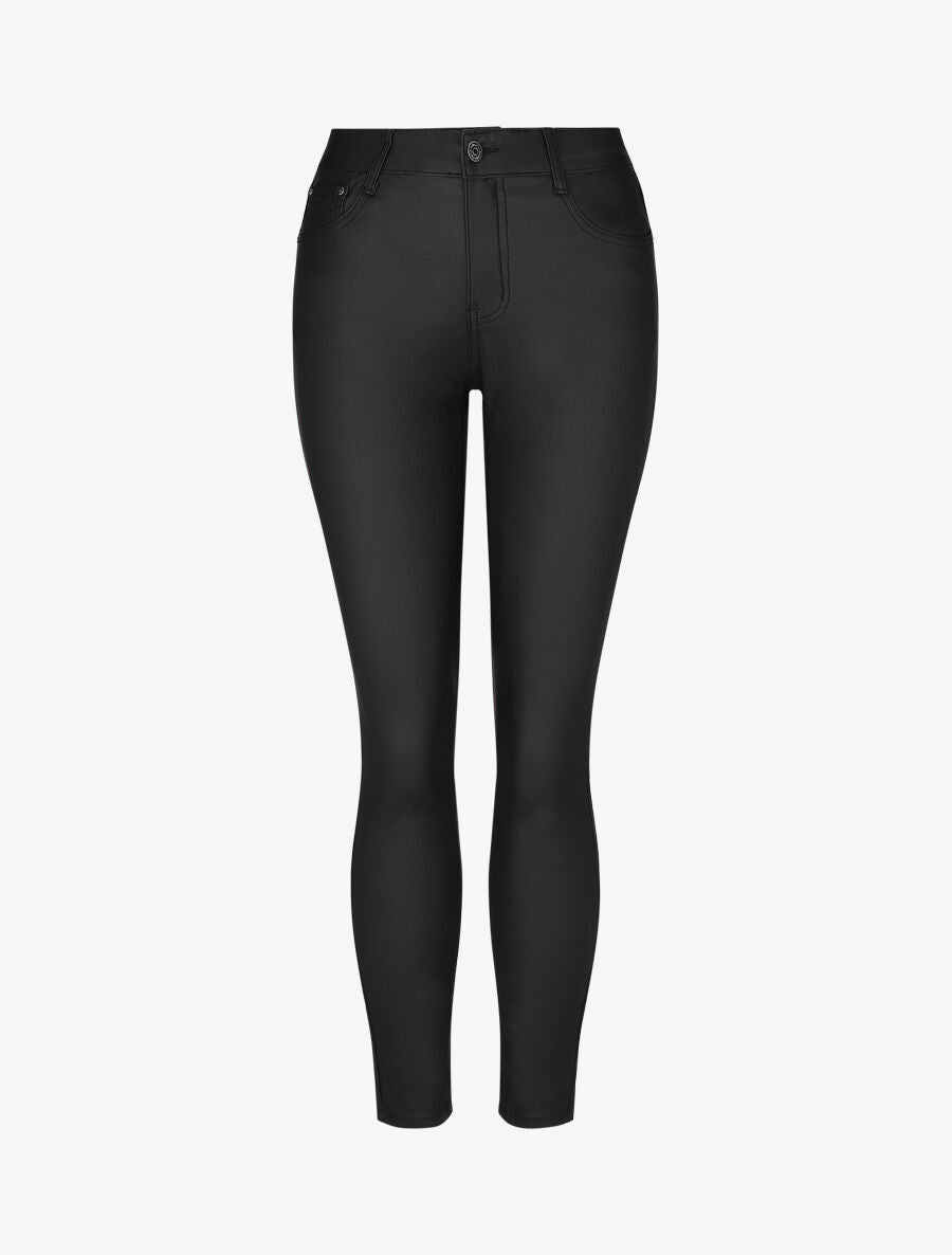 Jean skinny ciré taille haute - Noir - 1