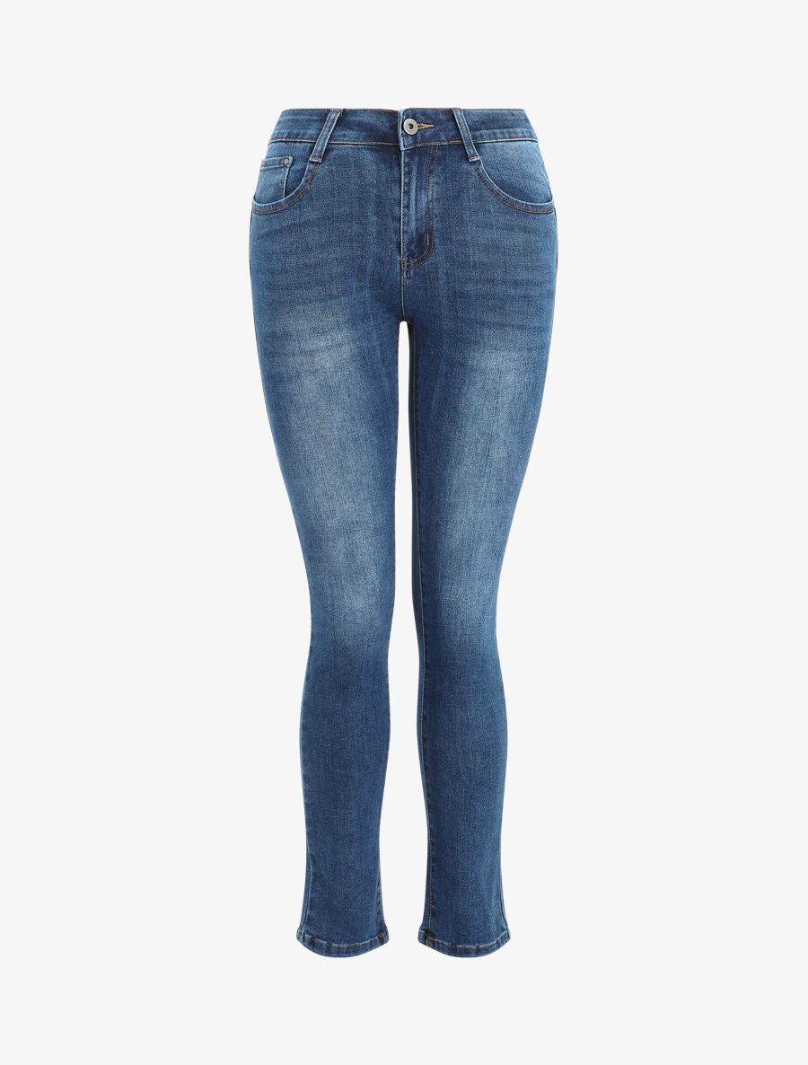 Jean push up légèrement délavé coupe slim - Bleu - 1