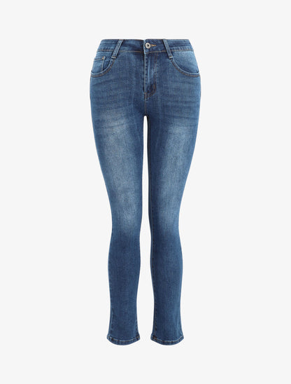 Jean push up légèrement délavé coupe slim - Bleu - 1