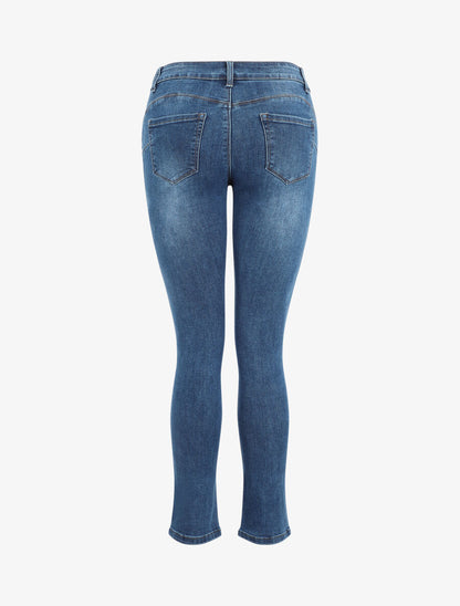 Jean push up légèrement délavé coupe slim - Bleu - 2