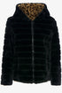 Manteau court réversible en fourrure synthétique - Noir - 1