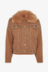 Veste en jean cloutée doublure amovible - Camel - 5