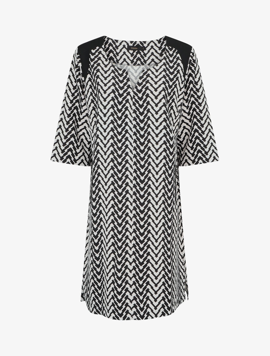 Robe grande taille imprimé graphique - Noir/blanc - 1