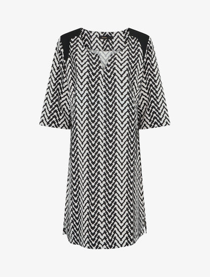 Robe grande taille imprimé graphique - Noir/blanc - 1