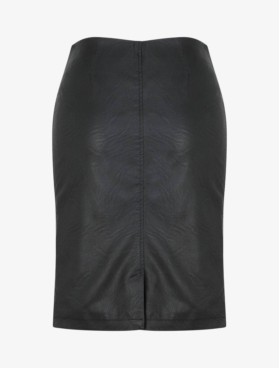 Jupe zippée en simili - Noir - 2