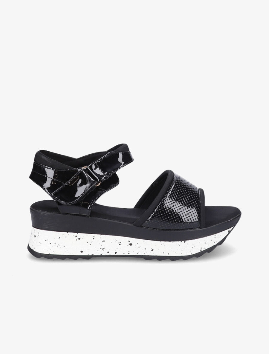 Nu-pieds compensés vernis - Noir - 5