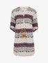 Robe fluide à col zippé imprimé mosaïque et fleurs - Blanc - 4