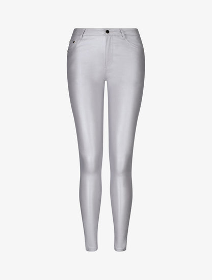Pantalon lamé coupe skinny - Argent - 1