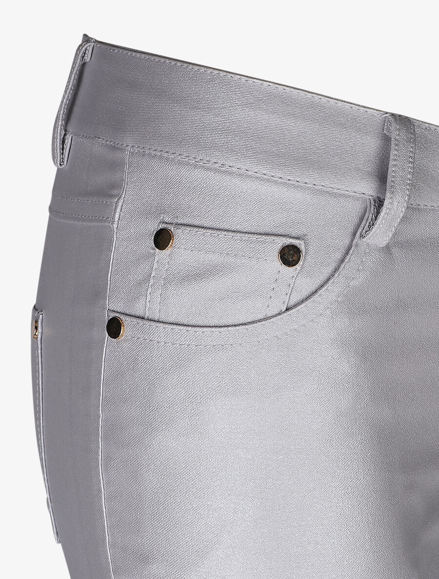 Pantalon lamé coupe skinny - Argent - 3