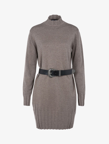 Robe-pull stretch coupe boule - Taupe - 1