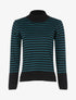 Pull rayé à dos plus long - Noir/pétrole - 3