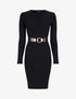 Robe pull unie à ceinture stylisée - Noir - 1