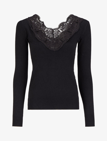 Pull à décolleté profond en U - Noir - 4