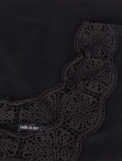 Pull à décolleté profond en U - Noir - 3