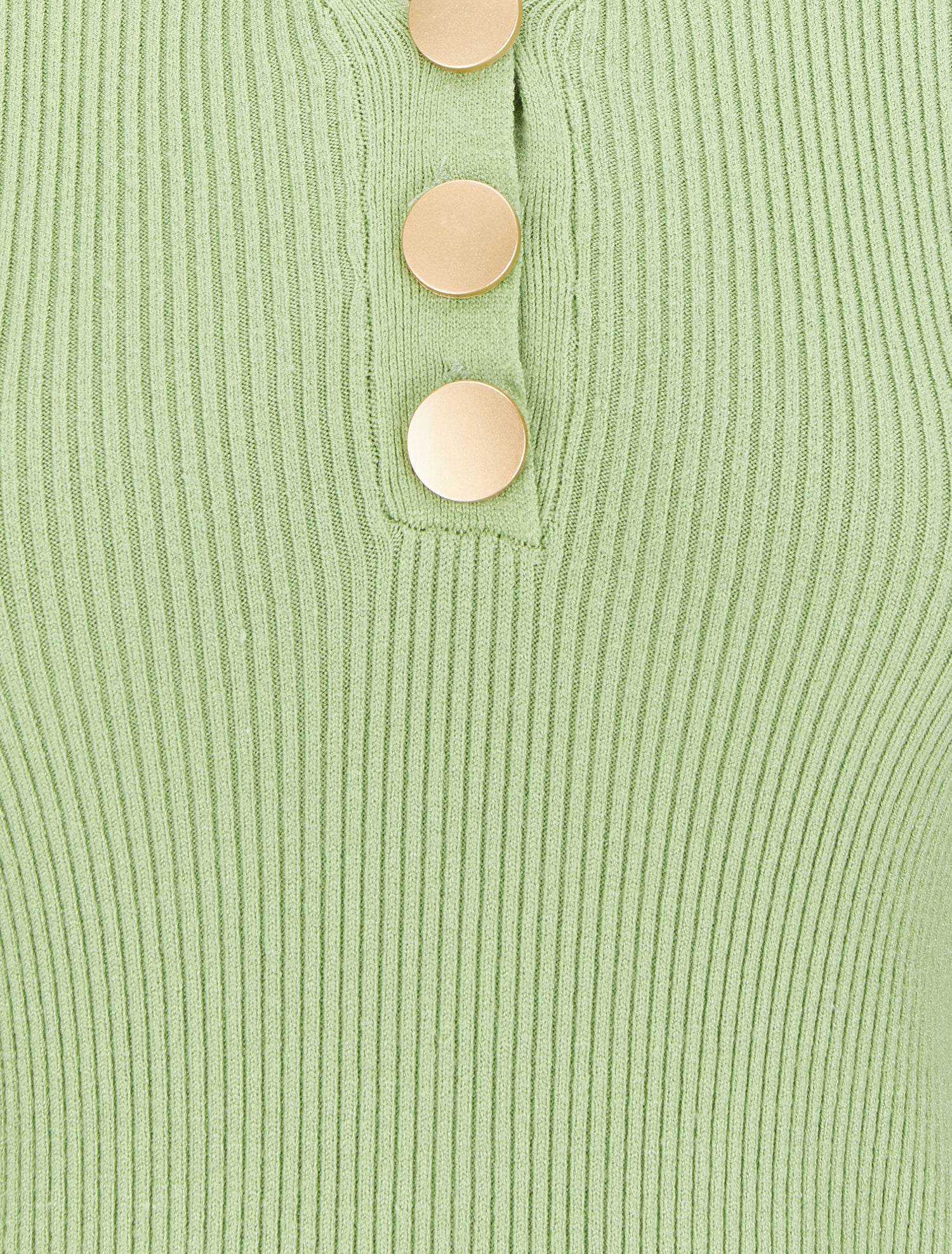 Pull côtelé à col V boutonné - Vert pomme - 3