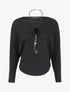 Pull à manches dolman et bords arrondis - Noir - 1