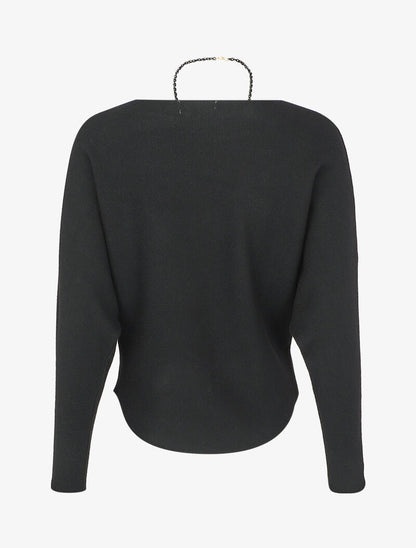 Pull à manches dolman et bords arrondis - Noir - 2