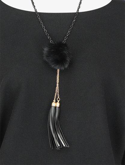 Pull à manches dolman et bords arrondis - Noir - 3