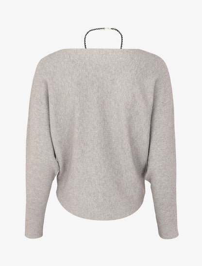 Pull à manches dolman et bords arrondis - Gris chiné - 2