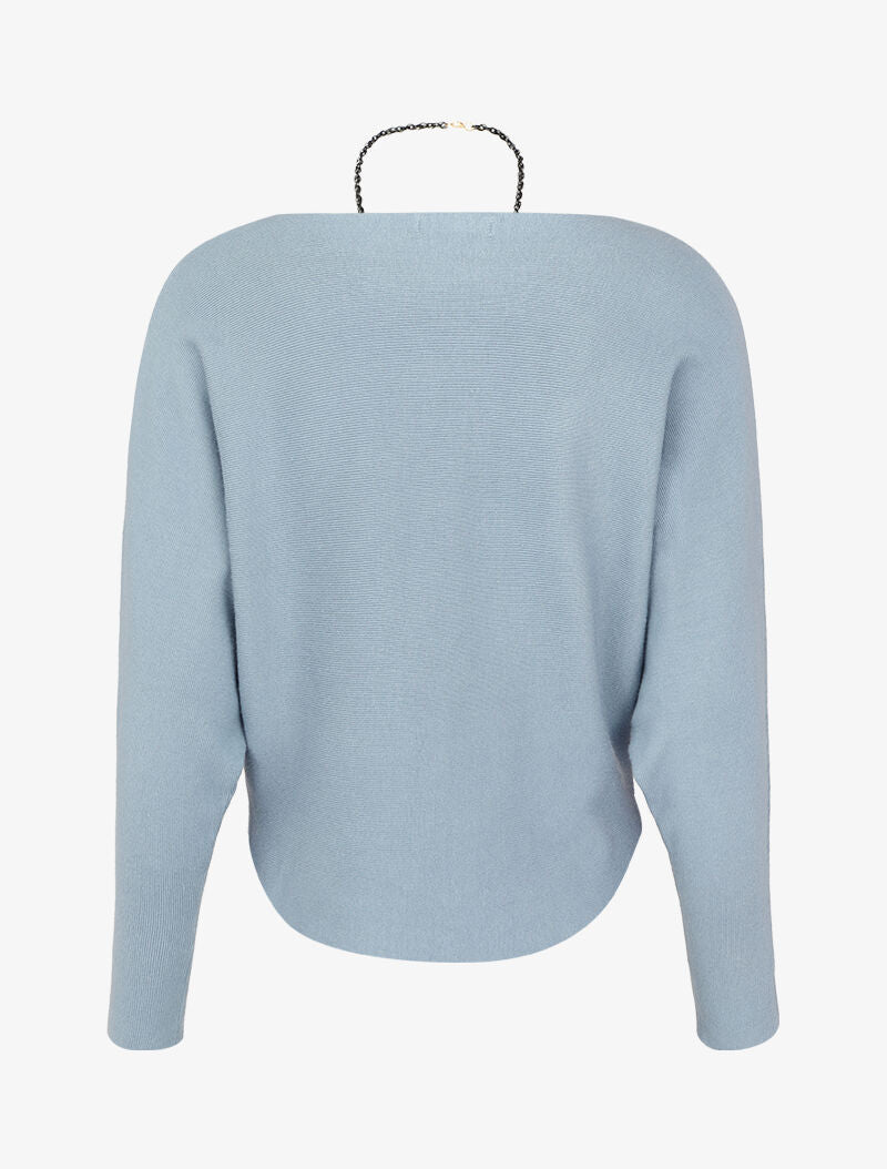 Pull à manches dolman et bords arrondis - Bleu - 2