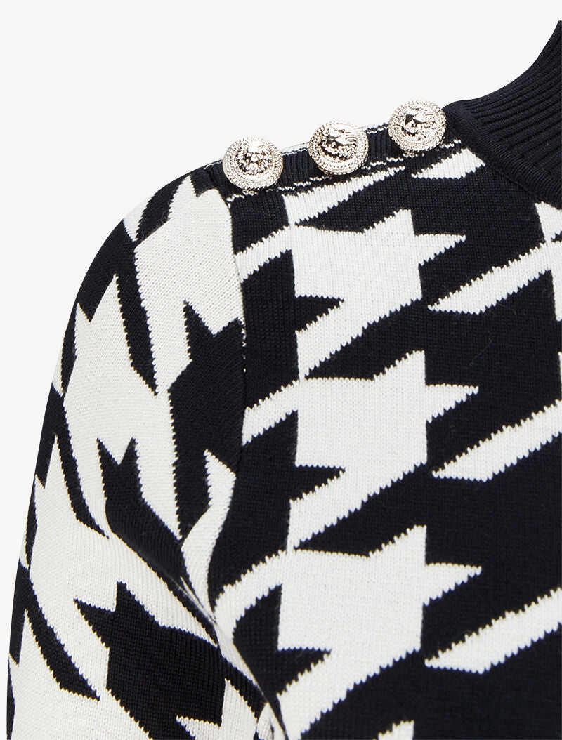 Pull à motifs et boutons stylisés - Noir/blanc - 3