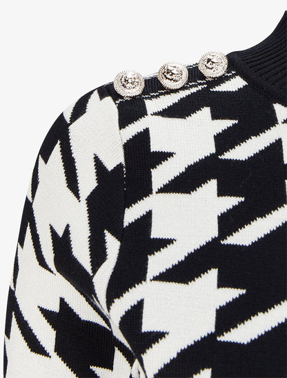 Pull à motifs et boutons stylisés - Noir/blanc - 3