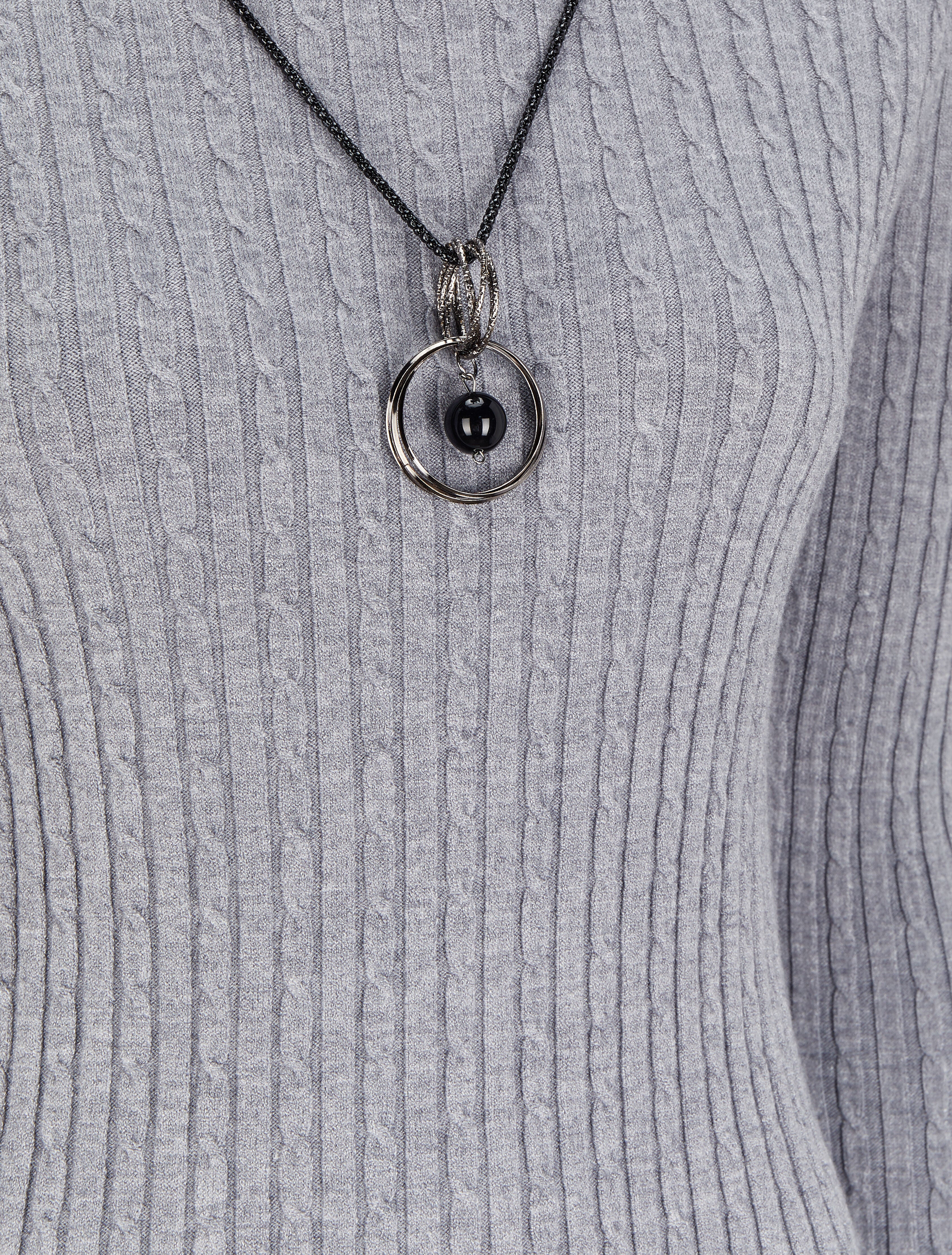 Pull effet maille tressée - Gris - 3