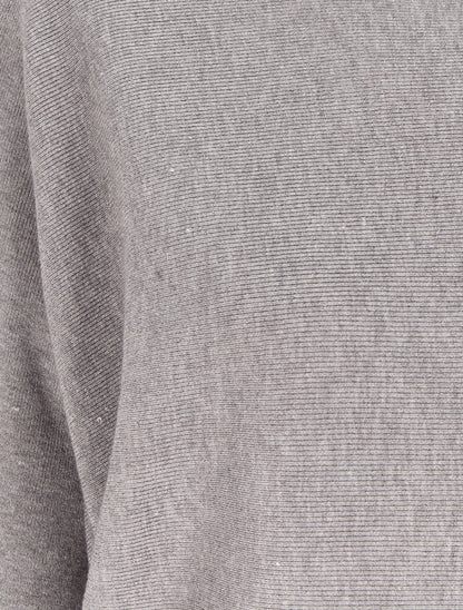 Pull à dos en crochet ajouré et manches dolman - Gris chiné - 3