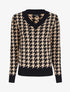 Pull col V à imprimé - Noir/camel - 4