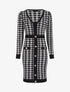 Robe mi-longue col V à imprimé pied-de-coq - Gris/noir - 4