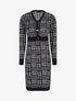 Robe mi-longue col V à imprimé graphique - Noir/gris - 4