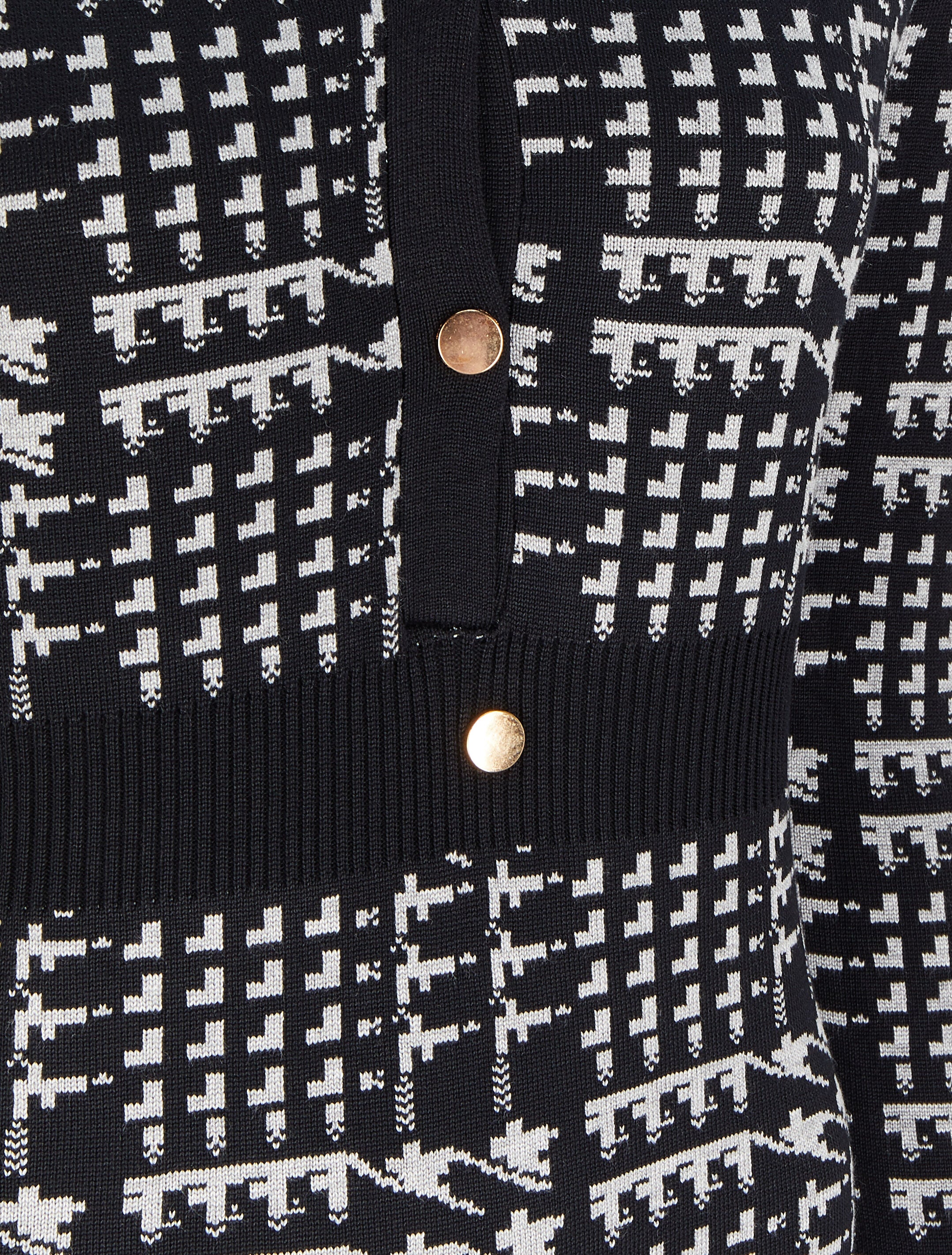 Robe mi-longue col V à imprimé graphique - Noir/gris - 3