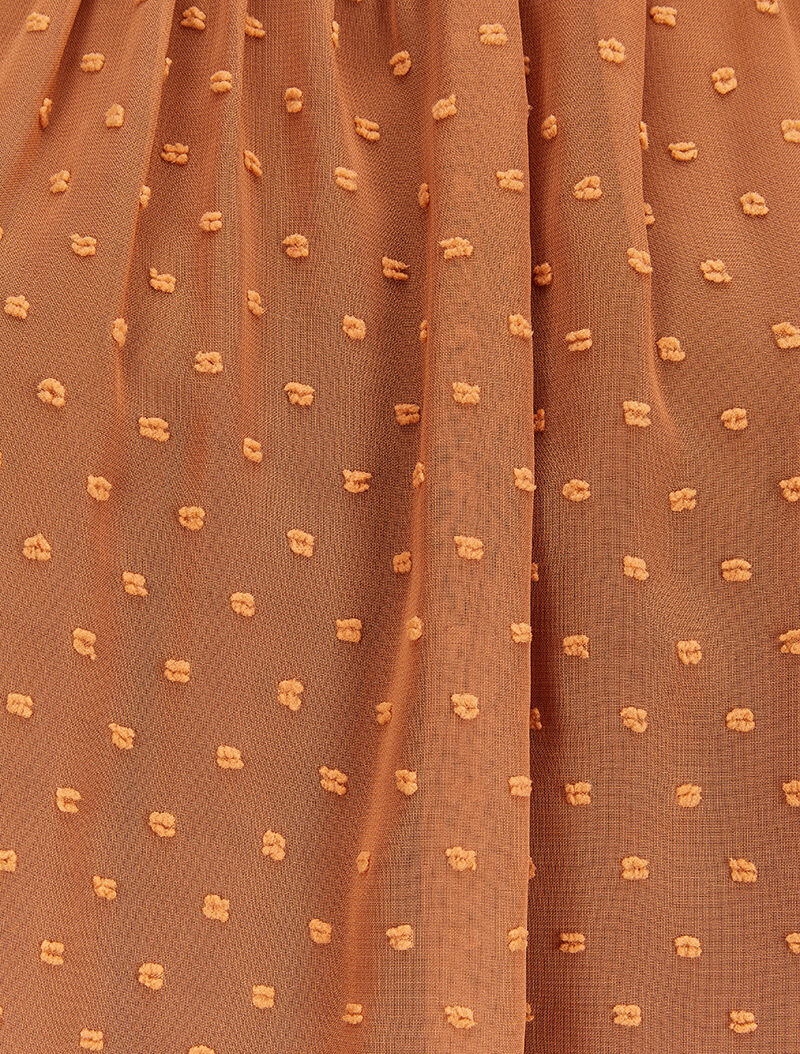 Blouse en plumetis à col mao - Camel - 3
