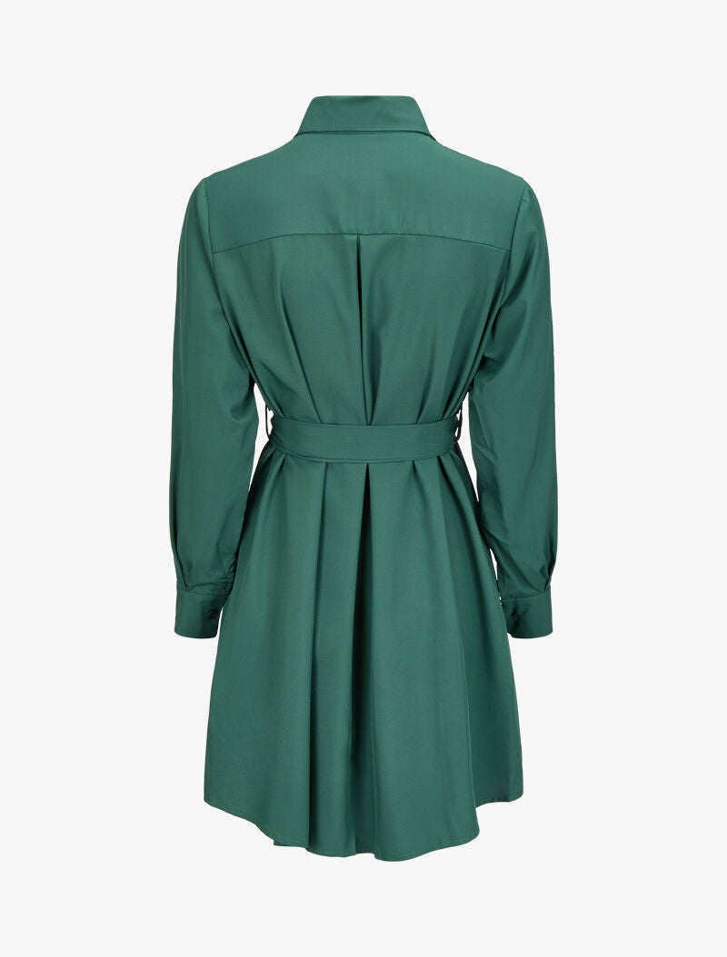 Robe chemise ample à ceinture - Vert émeraude - 2