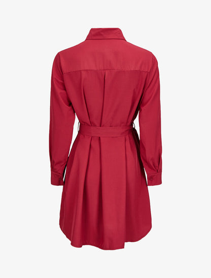 Robe chemise ample à ceinture - Bordeaux - 2
