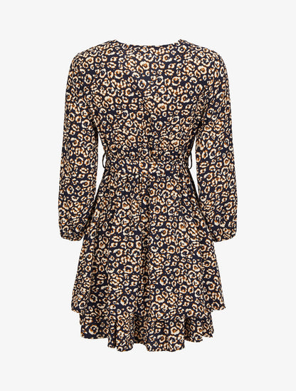 Robe patineuse imprimé léopard - Marine - 2
