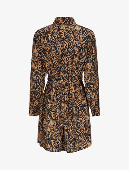Robe chemise imprimé zèbre - Camel/noir - 2