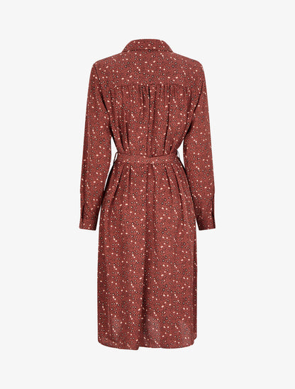 Robe chemise à imprimé petites fleurs sauvages - Vieux rose - 2