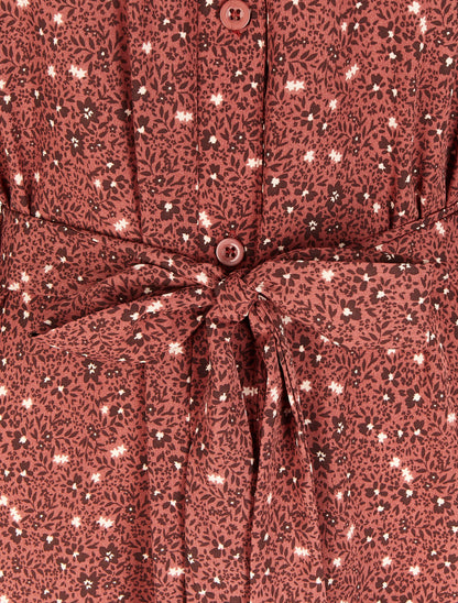 Robe chemise à imprimé petites fleurs sauvages - Vieux rose - 3