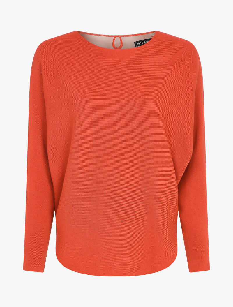 Pull chauve-souris avec dentelle au dos - Rouge - 4