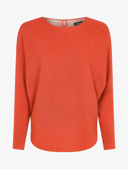 Pull chauve-souris avec dentelle au dos - Rouge - 4