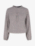 Top boule imprimé marguerites stylisées - Noir/beige - 1