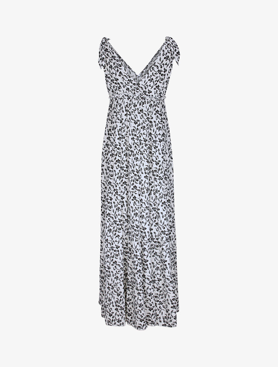 Robe longue à imprimé feuillage - Blanc - 2