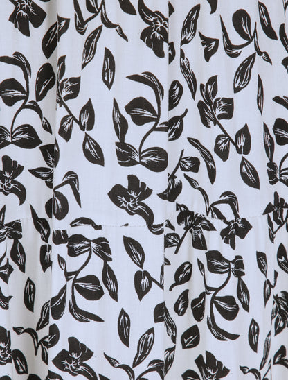 Robe longue à imprimé feuillage - Blanc - 3